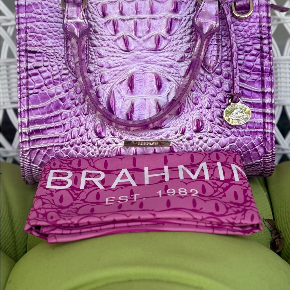Brahmin Purple Satchel Bag Elegant and Functional. - Picture 2 of 7